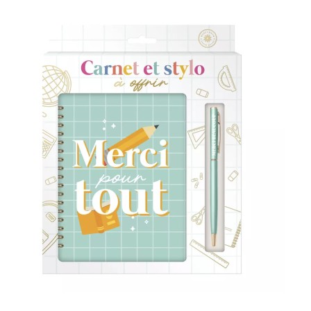 Coffret carnet et stylo "Merci pour tout"