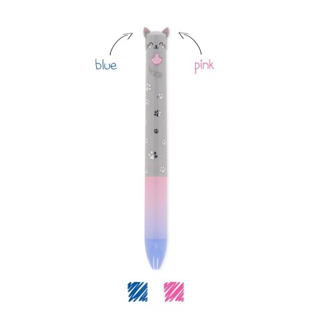 STYLO BILLE 2 COULEURS CLICK & CLACK - CHAT KITTY LEGAMI