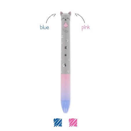 STYLO BILLE 2 COULEURS CLICK & CLACK - CHAT KITTY LEGAMI