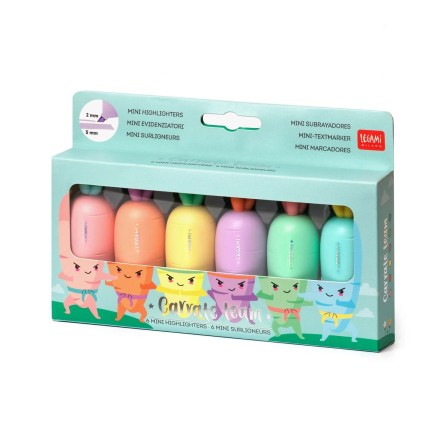 SET DE 6 MINI SURLIGNEURS CAROTTE LEGAMI