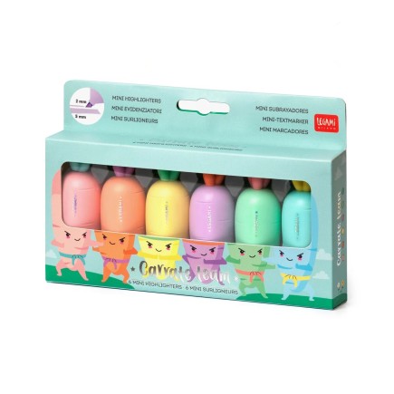 SET DE 6 MINI SURLIGNEURS CAROTTE LEGAMI
