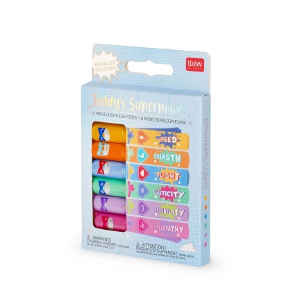 SET DE 6 MINI SURLIGNEURS TEDDY'S SUPERPOWER LEGAMI