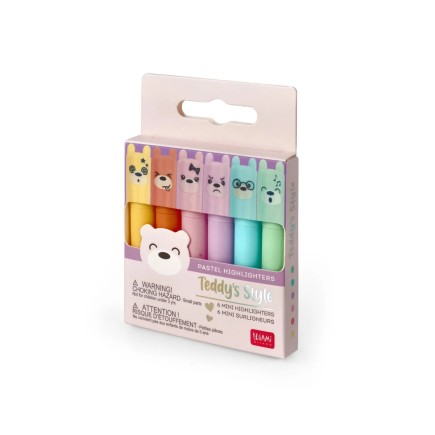 SET DE 6 MINI SURLIGNEURS TEDDY'S STYLE LEGAMI