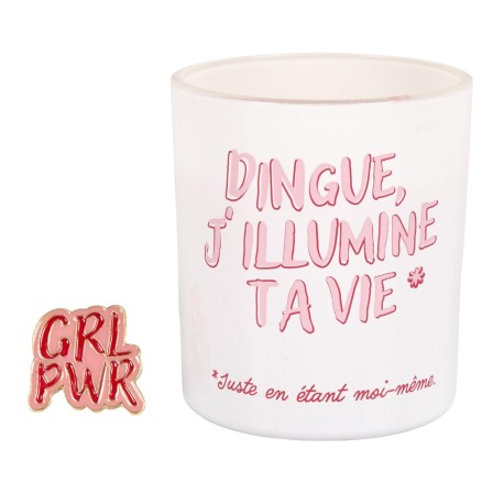 BOUGIE BIJOU PINS GIRL POWER BLANC