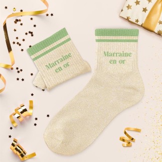 Chaussettes Paillettes A Bandes Marraine En Or