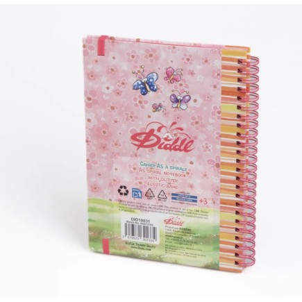 Cahier à spirale A5 Rose Diddlina élastique