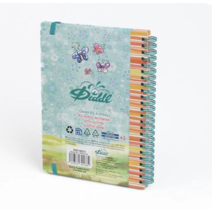 Cahier à spirale A5 Bleu Diddl élastique