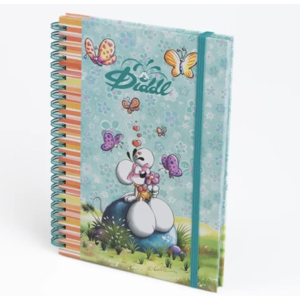 Cahier à spirale A5 Bleu Diddl élastique