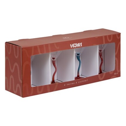 Lot de 4 verres à cocktail Homy 30 cl orange