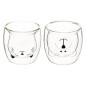 Coffret 2 mugs animaux 25 cl verre transparent
