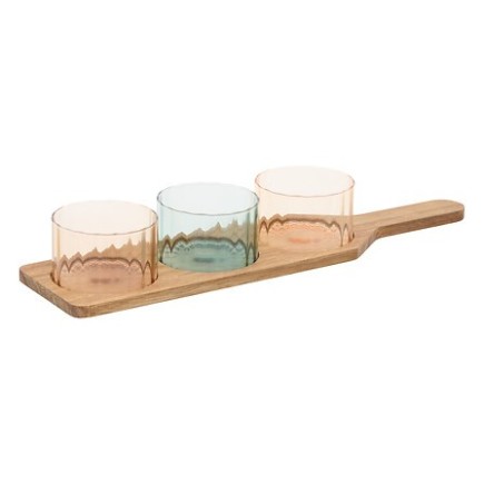 Set apéritif Homy 4 pièces plateau acacia