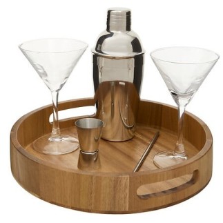 Coffret cocktail Jules 5 pièces plateau acacia