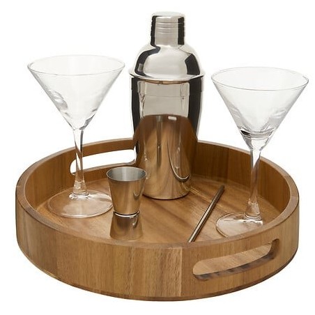 Coffret cocktail Jules 5 pièces plateau acacia