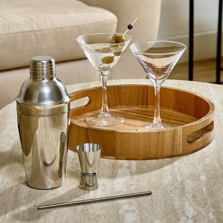Coffret cocktail Jules 5 pièces plateau acacia
