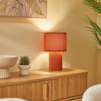 Lampe côtelée Jolina 28cm métal terracotta