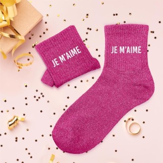 Chaussettes paillettes je m'aime