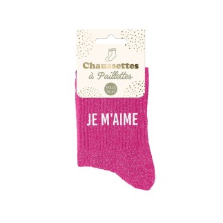 Chaussettes paillettes je m'aime