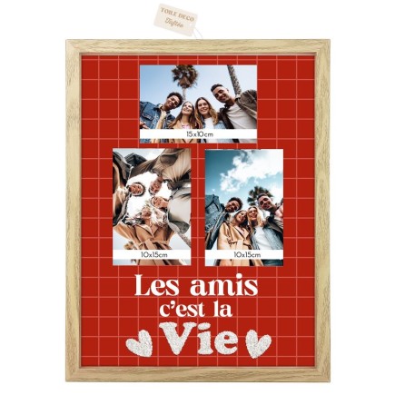 Toile Tuftee Cadre Photos Les Amis C'Est La Vie 30x40cm
