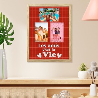 Toile Tuftee Cadre Photos Les Amis C'Est La Vie 30x40cm