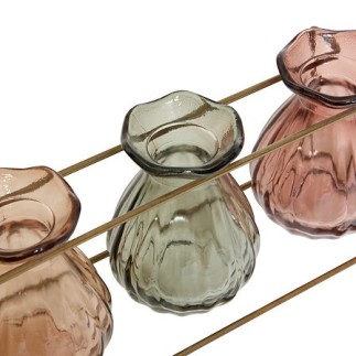 Soliflore triple Mona 22cm verre support métal