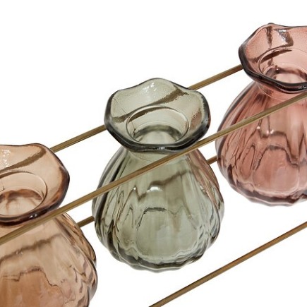 Soliflore triple Mona 22cm verre support métal