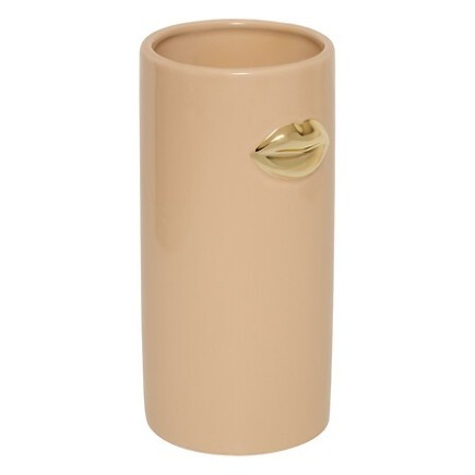 Vase bouche Crush 20cm céramique beige