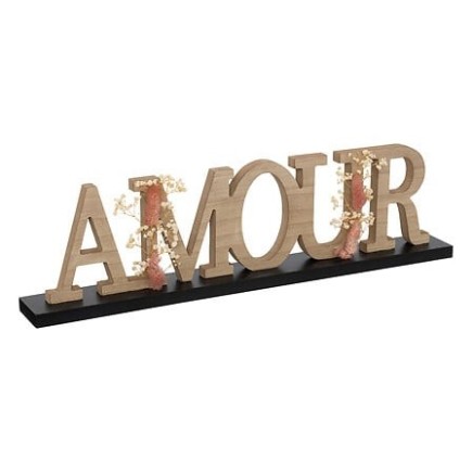 Mot à poser Amour fleurs séchées 50cm BOIS