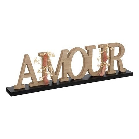 Mot à poser Amour fleurs séchées 50cm BOIS