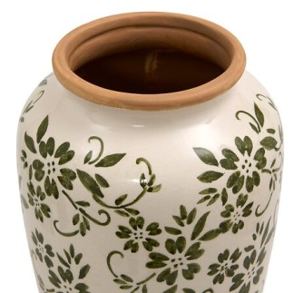 Vase Japo 19cm céramique fleurs vert clair