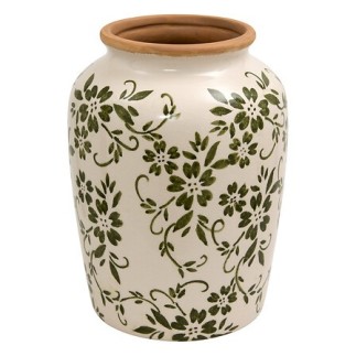 Vase Japo 19cm céramique fleurs vert clair