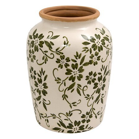 Vase Japo 19cm céramique fleurs vert clair