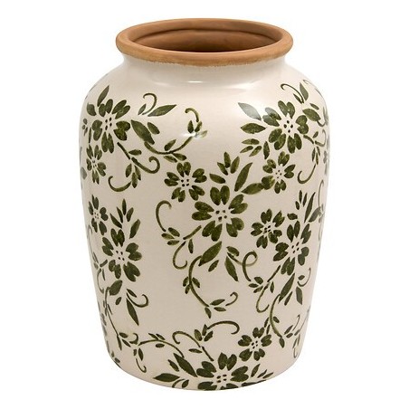 Vase Japo 19cm céramique fleurs vert clair