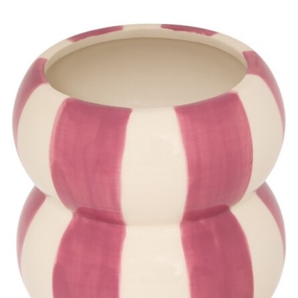 Vase Neya 15,7cm céramique rayure rose
