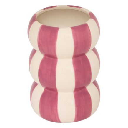 Vase Neya 15,7cm céramique rayure rose