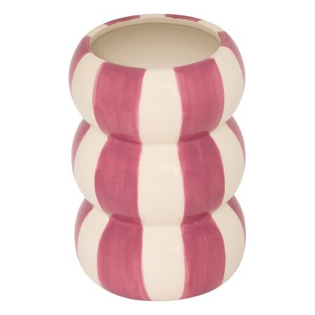 Vase Neya 15,7cm céramique rayure rose
