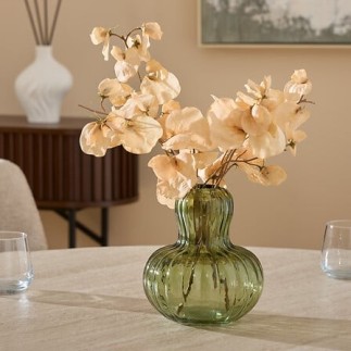 Vase champignon Lisière 19cm verre vert