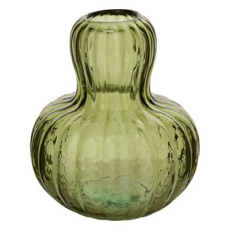 Vase champignon Lisière 19cm verre vert