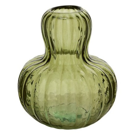 Vase champignon Lisière 19cm verre vert