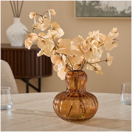 Vase champignon Lisière 19cm verre marron