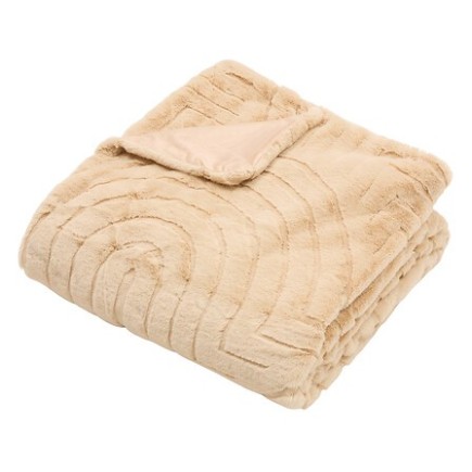 Plaid fourrure jacquard Arka 180x230cm beige lin XL