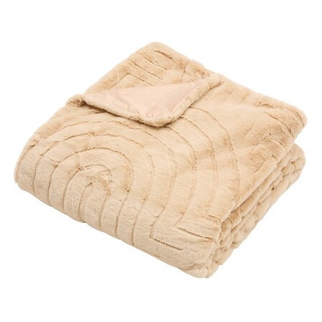 Plaid fourrure jacquard Arka 180x230cm beige lin XL