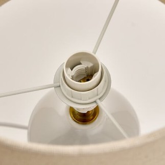 Lampe cylindre Keila Fleurs 42cm grès (esprit Mona)