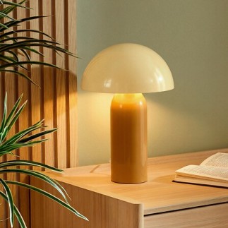 Lampe Lito bicolore champignon 37cm métal ocre