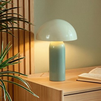 Lampe Lito bicolore champignon 37cm métal vert céladon