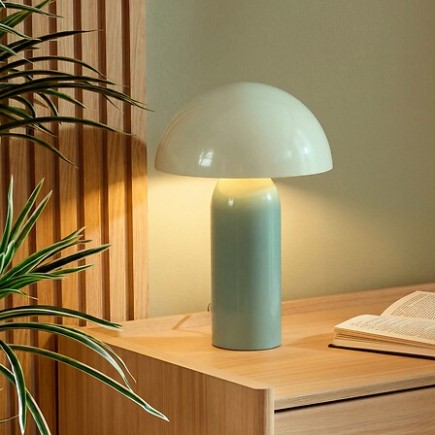 Lampe Lito bicolore champignon 37cm métal vert céladon