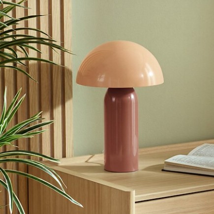 Lampe Lito bicolore champignon 37cm métal terracotta