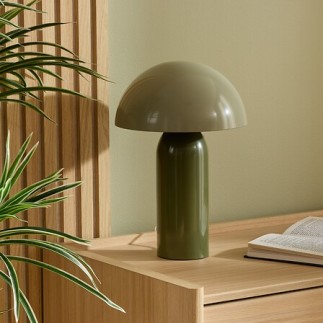 Lampe Lito bicolore champignon 37cm métal kaki
