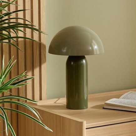Lampe Lito bicolore champignon 37cm métal kaki
