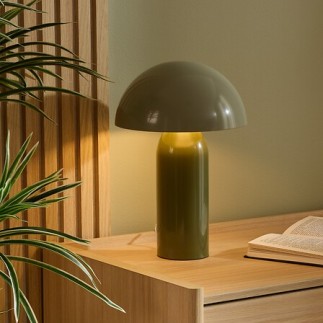 Lampe Lito bicolore champignon 37cm métal kaki