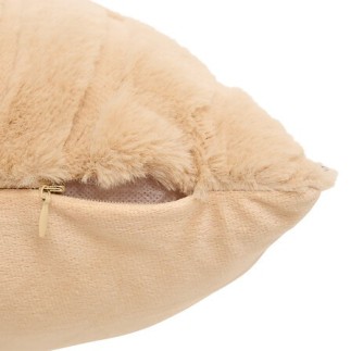 Coussin fourrure jacquard Arka 45x45cm beige lin